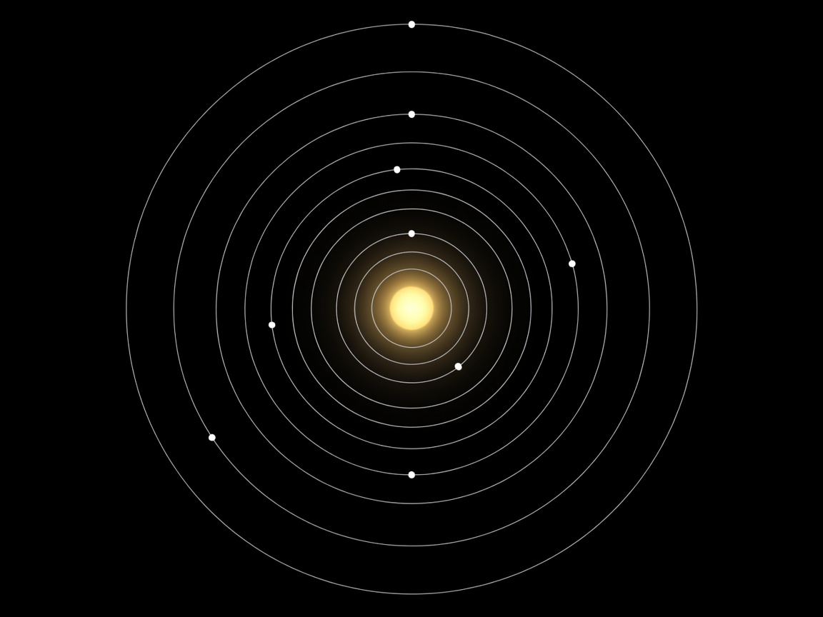 Diagram of planetary orbits with the sun at the centre